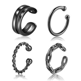 Ear Cuffs 925 Sterling Silver Black Ear Cuffs Earrings for Women Non-Piercing Cartilage Earrings Black Clip on Earrings