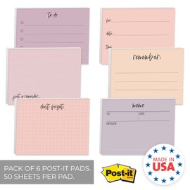 Feminine Reminder Fill in Sticky Note Pads / 4" x 3" Pink Purple Sticky Notes/Set of 6 Pads / 50 Sheets Per Pad/Trendy Gift Idea/Made in The USA