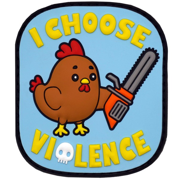 I Choose Violence Chainsaw Chicken PVC Morale Patch - Hook