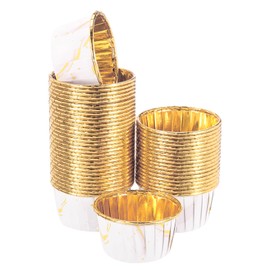 sourcing map 50 Pcs Single-Sided Aluminum Foil Cupcake Liners, Greaseproof Muffins Baking Cupcakes for Wedding Birthday Party Decoration, Pink (Round-Pattern)