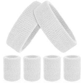 ASTER 6pcs Headband Wristband Set, Including 2pcs Sports Headband and 4pcs Wristband Sports Band Colorful Striped Sweatband for Men and Women Basketball Soccer Yoga Badminton Tennis Volleyball Golf