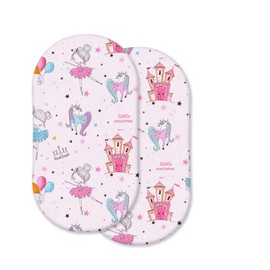 100% Cotton 2 Pcs Moses Basket Fitted Sheets - Breathable, Soft & Antiallergic (Baby Pink Princess, 75 x 30 cm)