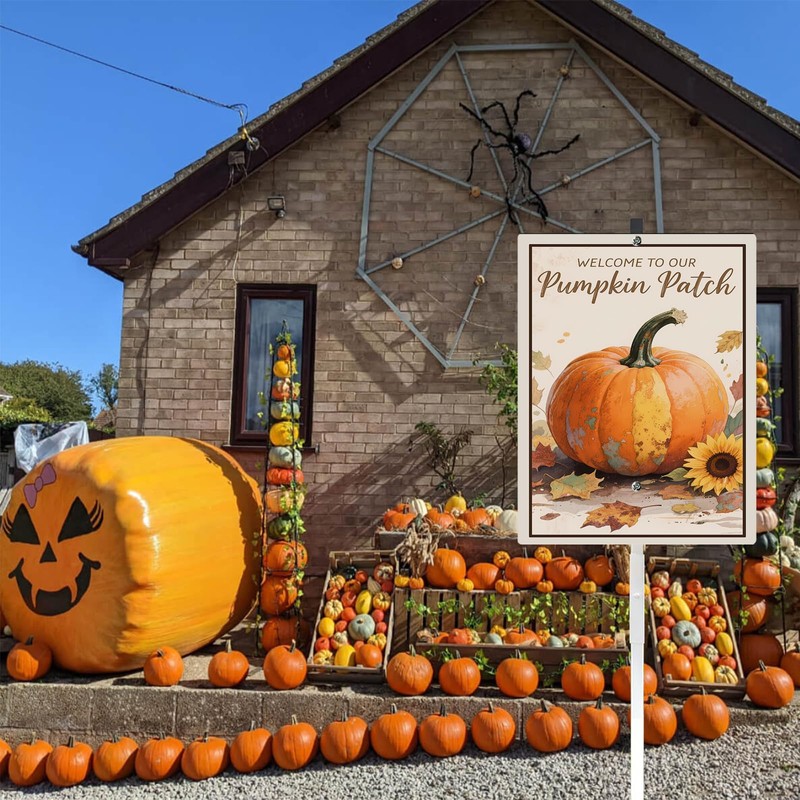 Welcome To Our Pumpkin Patch Yard Sign With Stake Fall