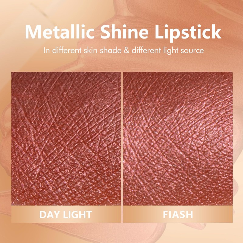 MAKI YIKA Metallic Lipsticks Long Lasting Brown Lipstick for Women,