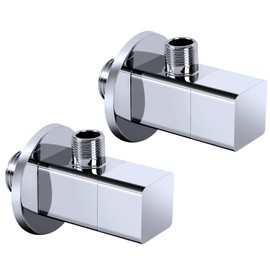 Hettecy Angle Valve NPT 1/2'' Inlet x 3/8'' Outlet Heavy Duty Quarter Turn Angle Shut Off Valve Squared Body Water Control Valve Chrome (2 Pack)