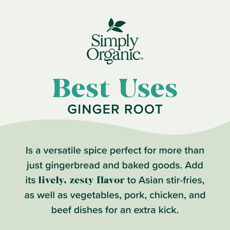 Simply Organic Ground Ginger Root, 1.64 Ounce, Non ETO, Non