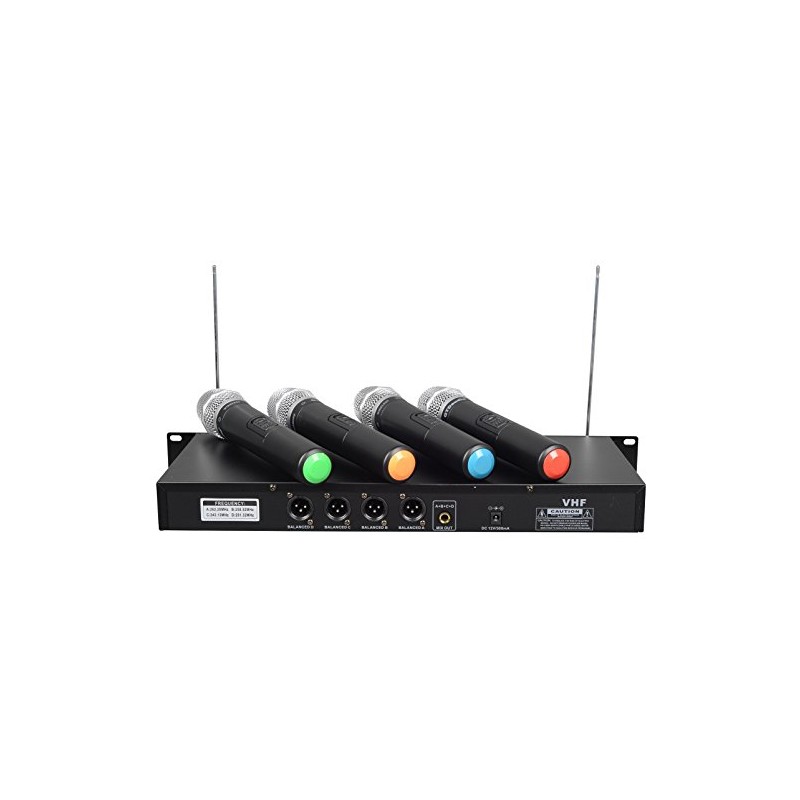 GTD Audio VHF 4 Hand-held Wireless Microphone System mics (Frequency: