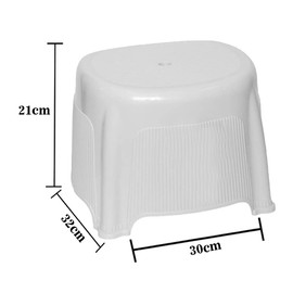 Rib Design Bath Stool with Water Leaking Hole BPA Free Strong Plastic Multiuse Non-Slip Bath Seat Skid Resistant Stool Indoor Outdoor Bathroom Kitchen for Adults Kids Toddlers- 12 Inch Approx (White)