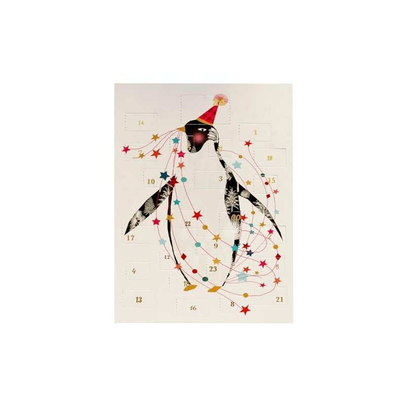 Christmas Card Advent Calendar with Red Envelope (Penguin)