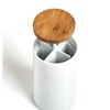 Zeller 18883 Cotton Bud Dispenser ABS / Bamboo White Approx.