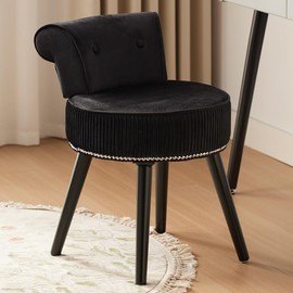 YYW HOME Vanity Stool with Back - Vanity Chair with Back Small Chair for Vanity Makeup Vanity Chair Velvet Vanity Stool Chair Tufted Accent Chairs Makeup Chair for Vanity for Women Girls and Kids