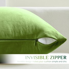 Softalker Throw Pillow Covers Set of 4, Velvet Soft Solid Colors Pillow Covers 18x18 Inch, Decorative Cushion Pillow Case for Couch Sofa Bedroom Living Room(Sage Green)