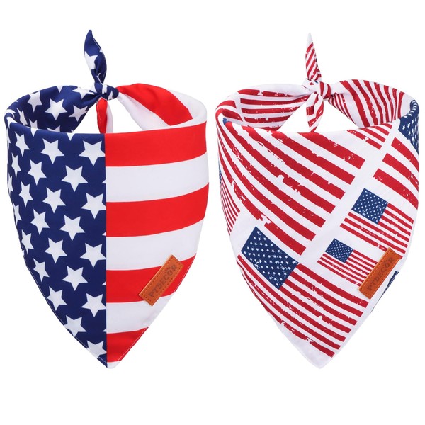 PTDECOR American Flag Dog Bandana 4th of July Dog Bandanas