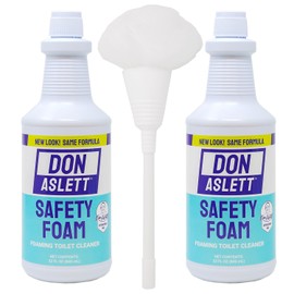 Don Aslett Johnny Mop & Safety Foam Toilet Bowl Cleaner (Two 32 Oz Bottles) Set | Acidic Detergent and Deodorizer | 14" Handle to Easily Clean Toilet or Shower | Scratch Free Bowl Swab