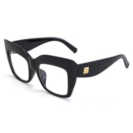 FEISEDY Square Oversized Reading Glasses Blue Light Blocking Reader Glasses Frame Eyewear Women B2627 Black 2.0x