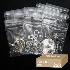 Small Plastic Bags 2x3 Inch, 2 Mil Clear Reclosable Poly Baggies for Packaging, Storage, Jewelry, Crafts, Food Safe Resealable Zip Lock Bag (1000 Count)