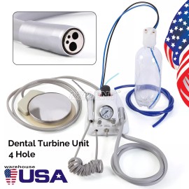 AZDENT Portable Dental Turbine Unit 3 Way Syringe Work with Air Compressor 4 Holes UPS
