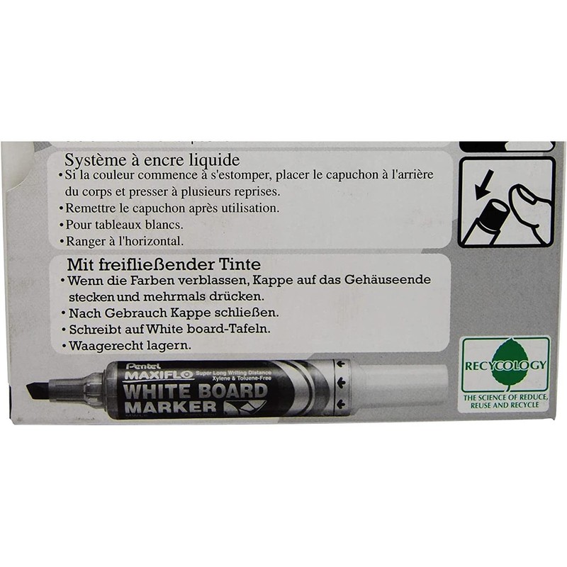 Pentel Maxiflo MWL6 Whiteboard Marker - Black - Wide Tip