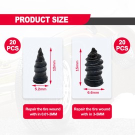 40PCS Tire Repair Rubber Nail, Spiral Rubber Nails, Tire Screw Plug Fast Tool Self Service Tire Repair Nail for car, Motorcycle, Truck, Tractor Tire Puncture Repair, Vacuum Tire Repair Kits