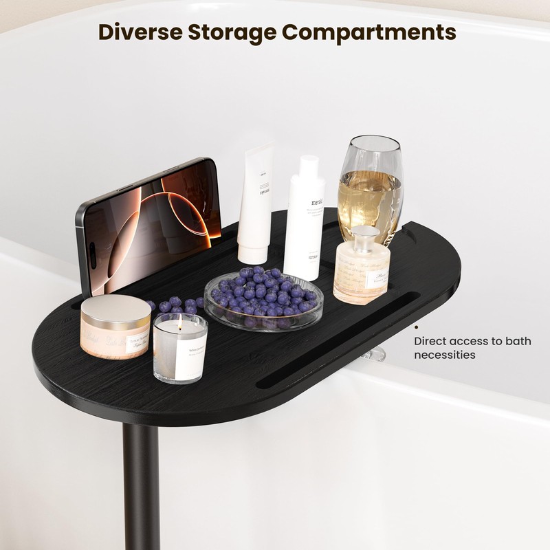 Sunnacate Bathtub Tray Table, Freestanding Bath Side Table Tub Tray