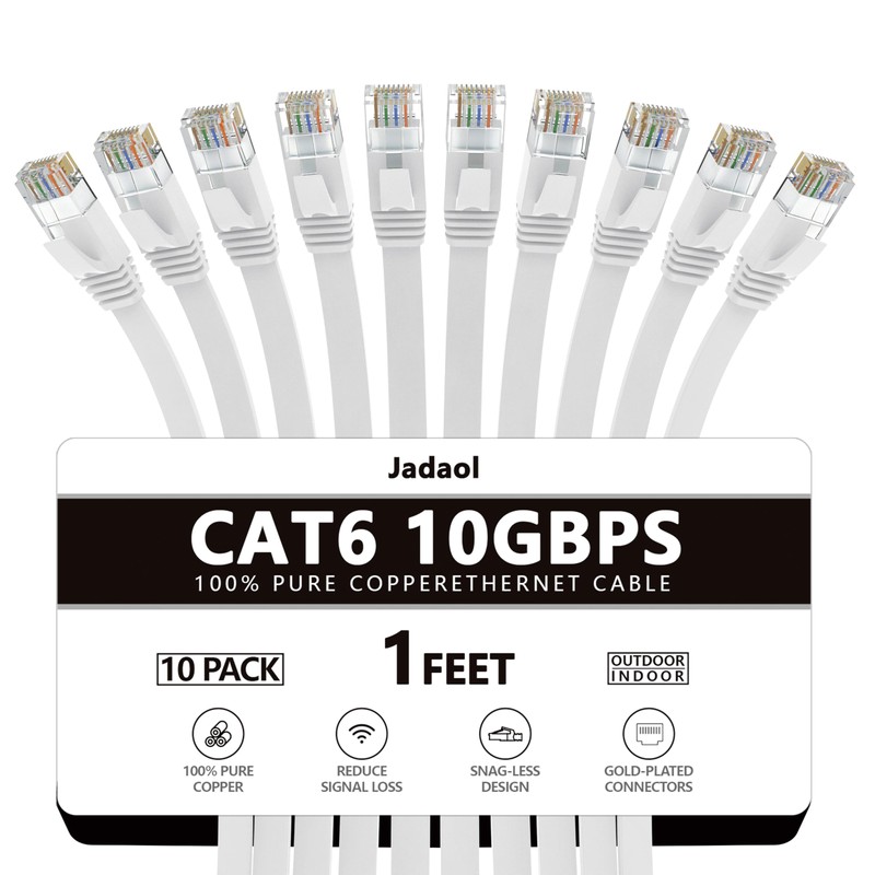 Jadaol - Cable Ethernet Cat 6 de 1 pie, paquete