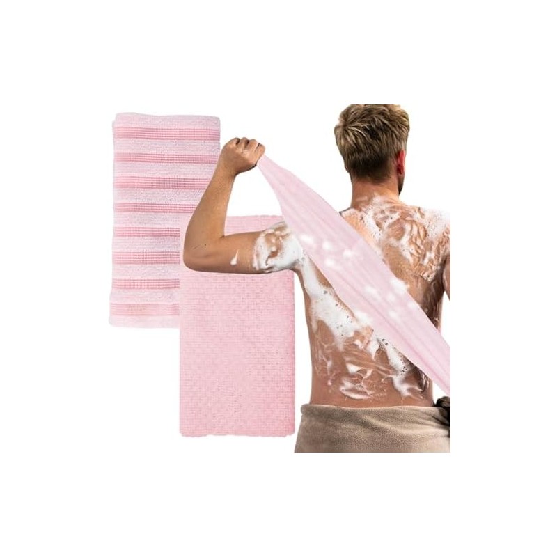 Toalla exfoliante corporal japonesa Rosa KEYRI de doble textura para