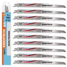 KEENTECH CR-V Sawzall Pruning Blades, 9 Inch 5TPI, with Fleam Ground Teeth for Tree Branch Root Wood, PVC Pipe Cutting, Reciprocating Saw Blade Fast Cutting for Professional, DIYer, Gardener, 10 Pack