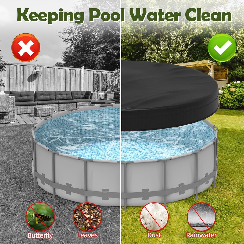 Poolergetic 24FT Round Pool Cover, Heavy Duty Pool Covers for