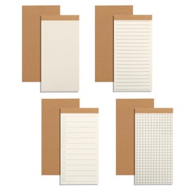 Simpolor Notepads, pack of 4, memo pads, 14 x 7 cm, 50 sheets pocket notepads, tear-off writing pads for school, office, meeting, shopping, lined/blank/grid/TODO