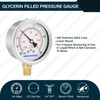 MEASUREMAN 2-1/2" dial, 1/4" NPT Lower, Glycerin Filled, Stainless Steel