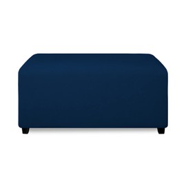 PureFit Super Stretch Soft Form Fit Ottoman Cover Rectangle - Ottoman Slipcovers for Foot Stool & Folding Storage Furniture for Living Room with Nonslip Elastic Bottom (Medium, Navy)
