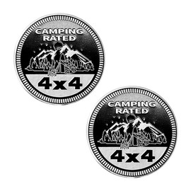 Camping Badge Rated Car Emblem, 4 x 4 3D Metal Car Badge Decals Stickers Round Emblem Decals, Car Exterior Emblems Badge Compatible with Jeep Wrangler Vehicles Trucks SUV RV (Camping Rated/2PCS)