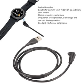 Watch Charging Cable - Smartwatch Charging Cable for Fenix 7, 7S, 7X, 2, 2S, Forerunner 158, 945, Vivoactive 4, 4S, 3 - Black, Male-to-Female, 1m/3.3ft