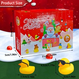 2024 Christmas Countdown Calendar, 24 Days of Christmas Rubber Duck Advent Calendar Gift Set, Fun Holiday Toys for Boys, Girls, Toddlers