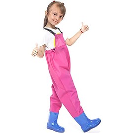 Luwint Kids Chest Waders for Girls, Youth Fishing Waders with Boots Children Hunting Wader Waterproof Lightweight Bootfoot Pink