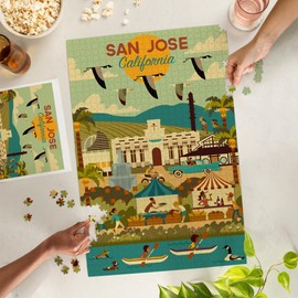 San Jose, California, Geometric City Series (1000 Piece Puzzle, Challenging Jigsaw Puzzle for Adults, Made in USA)
