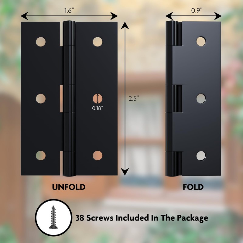 LEIFENY 6 Pack 2.5 inch Black Door Hinges, Small Hinge