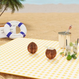 UDEAR Foldable Picnic Blanket,80"x60" Waterproof, Sandproof, Portable with Tote Bag for Beach, Park, Camping, and Travel,Yellow Plaid