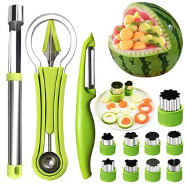 RosyFate Melon Cutter Balls, 14-Piece Fruit Tool Set, Watermelon Cutter, Fruit Spoon Cutter Set, Ball Cutter, Apple Corer, Peeler, Vegetable Cutter for DIY Fruit Salads