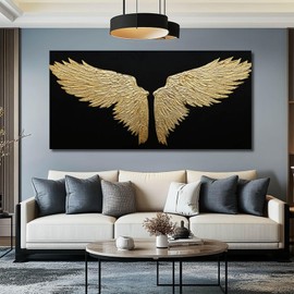 NBAODAN Large Canvas Art Black Abstract Wall Decor Gold Bird Painting Modern Wall Art for Office Minimalist Home Decor Artwork for Living Room 29x58 Inch