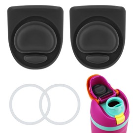 4pcs Bottle Seal Ring & Replacement Rubber Stopper for Owala FreeSip 16oz 19oz 24oz 32oz 40oz, Silicone O Ring Water Bottle Top Lid Parts, Cap Mouth Plug Gasket Accessories, BPA-Free (Black)