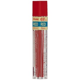 Pentel Lead Refill, .7mm, 12/TB, Red (PENPPR7)
