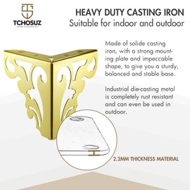 TCHOSUZ 5 Inch / 12cm Metal Furniture Legs, Set of 4 Heavy Duty Iron Hollow Out Sofa Legs with Screws, Furniture Replacement Feets for DIY Cabinet Cupboard Table Couch Nightstand Dresser Gold