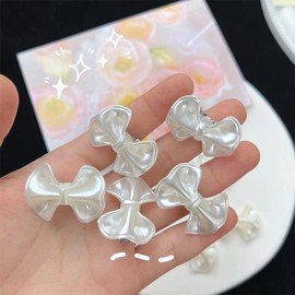 20Pcs Mini Bownot Hair Clips Pearl White Small Hair Clips Women Girls Hair Accessories, each 1.2"