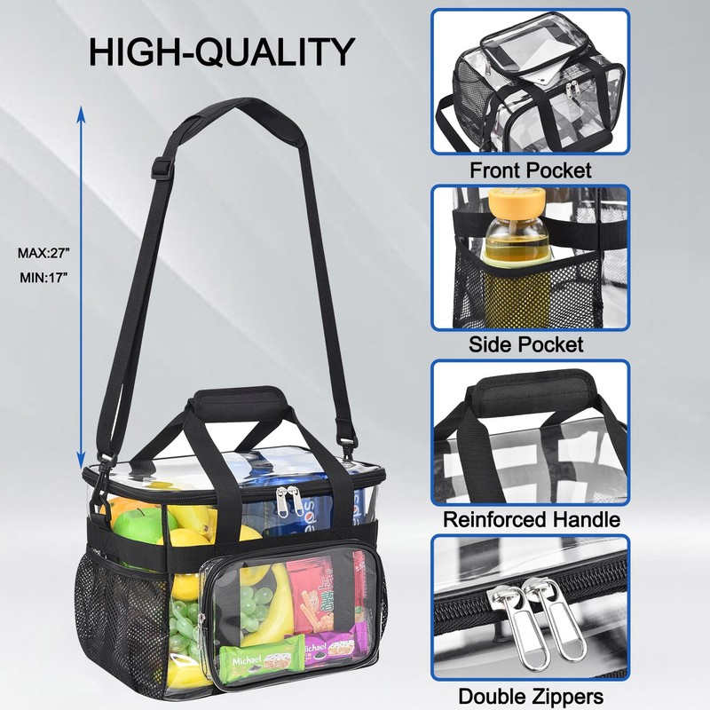 UEASE Clear Lunch Bag 20-Can with Adjustment Shouder Strap for