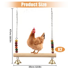 Chicken Bird Swing,Chicken Perch,Natural Wooden Swing Toys,Wood Stand for Chick,Safe and Relief of Stress,Chicken Coop Accessories,Coop Swing for Chicken Bird,Parrot,Hens (B)