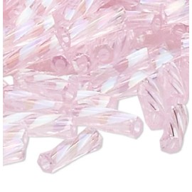 Dyna-Mites 50 Grams(840) Dyna-Mites Twist Tube 6mm Rainbow Light Pink Spiral Bugle Beads