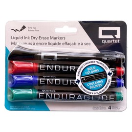 Quartet EnduraGlide Dry-Erase Markers Fine Tip, Bold Colour, 4-pack, Assorted Colours, 3413803478