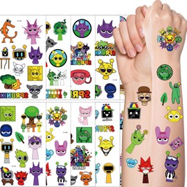 Sprunki Temporary Tattoos 100Pcs - Sprunki Theme Temporary Tattoos Music Game Waterproof Fake Tattoo Stickers Supplies for Fans Lover Birthday Party Favors Adult Pretty Boy Girl Christmas