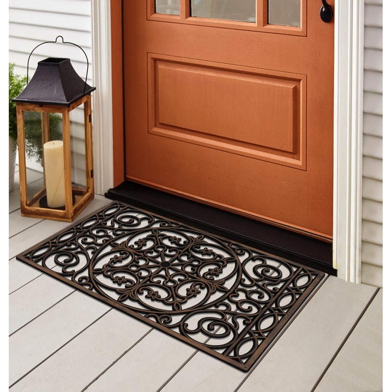 A1 Home Collections Rubber Grill Doormat, Elegant Star Pattern